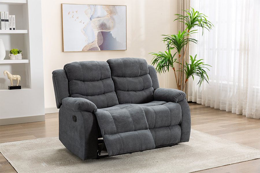 RC-9006 Polyester Fabric Manual Disining Loveseat s čalúnenými vankúšovými ramenami