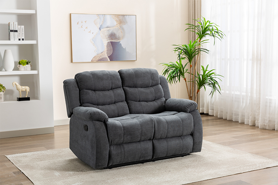 RC-9006 Polyester Fabric Manual Disining Loveseat s čalúnenými vankúšovými ramenami